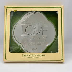 Vintage 1980 Hallmark Acrylic Ornament Love Spirit of Christmas QX302-1 Box